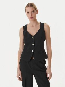 Guess Kamizelka W6GH49 W1895 Czarny Slim Fit. Czarne kamizelki Guess, l, z aplikacjami, z syntetyku, bez kołnierzyka, bez ramiączek, bez kaptura. Za 369,99 zł.