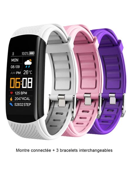 SmartCase Opaska sportowa w kolorze biało-jasnoróżowo-fioletowym rozmiar: onesize. Białe, cyfrowe zegarki SmartCase. Za 157,35 zł.