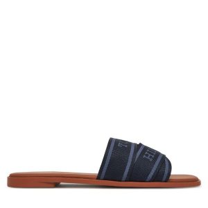 Klapki Tommy Hilfiger. Niebieskie klapki TOMMY HILFIGER, bez wzorów, bez obcasa. Za 219,99 zł.