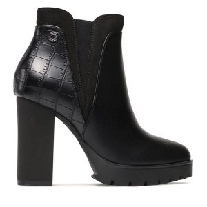 Botki Refresh. Czarne botki Refresh, bez wzorów, bez obcasa, na słupku, bez zapięcia. Za 249,99 zł.