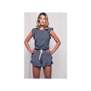 BE HAPPY t-shirt z bawełny organicznej z falbaną. Piżamy marki Hello morning sleepwear. Za 153,00 zł.