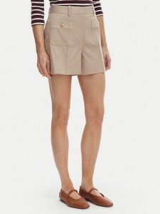 Tommy Hilfiger Szorty materiałowe WW0WW49592 Beżowy Regular Fit. Brązowe szorty TOMMY HILFIGER, bez wzorów, z bawełny. Za 529,99 zł.