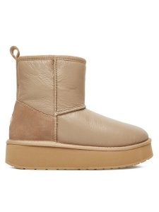 EMU Australia Śniegowce Stinger Mini Flatform Leather W13189 Beżowy. Brązowe buty zimowe EMU Australia, ze skóry, bez obcasa, bez zapięcia. Za 789,99 zł.