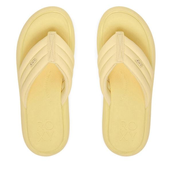 Japonki Roxy. Żółte klapki Roxy, bez wzorów, bez obcasa. Za 129,99 zł.