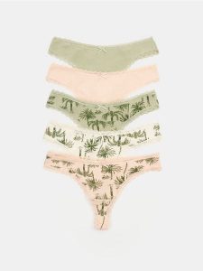 Majtki stringi w palmy 5 pack - wielobarwny. Stringi Sinsay, bez wzorów. Za 29,99 zł.