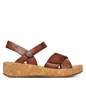 Sandały Josef Seibel. Brązowe sandały Josef Seibel, bez wzorów, bez obcasa, na koturnie, bez zapięcia. Za 439,99 zł.