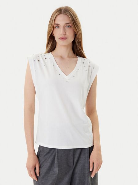 Morgan Bluzka 252-DCLO Biały Regular Fit. Białe bluzki Morgan, s, bez wzorów, z bawełny, bez kołnierzyka, bez ramiączek. Za 119,99 zł.