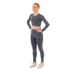 Damski zestaw sportowy Xtreme - legginsy sportowe + sportowy Croptop - Antracyt. Szare legginsy XTREME SOCKSWEAR, bez wzorów, z materiału, z podwyższonym stanem, długie. Za 199,42 zł.