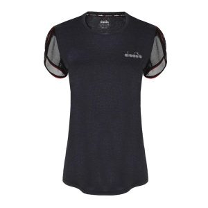 Koszulka damska DIADORA L. SS T-SHIRT BE ONE. Czarne koszulki sportowe Diadora, bez wzorów, bez ramiączek. Za 69,99 zł.