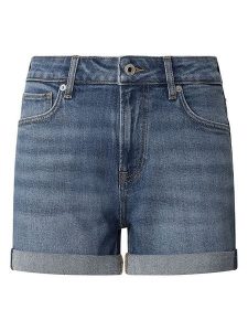 Pepe Jeans Szorty dżinsowe w kolorze niebieskim rozmiar: W24. Niebieskie szorty Pepe Jeans, z aplikacjami, z jeansu, klasyczne, z podwyższonym stanem. Za 127,35 zł.