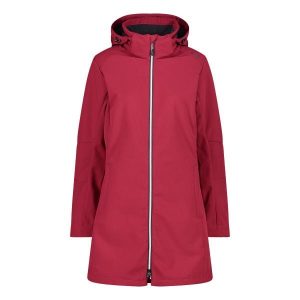 Kurtka parka z kapturem, zapinana na zamek dla kobiet CMP. Czerwone kurtki CMP, bez wzorów, z softshellu, z kapturem. Za 518,20 zł.