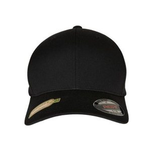 Czapka Z Daszkiem Z Poliestru Z Recyklingu. Czarne czapki FLEXFIT, bez wzorów. Za 84,99 zł.