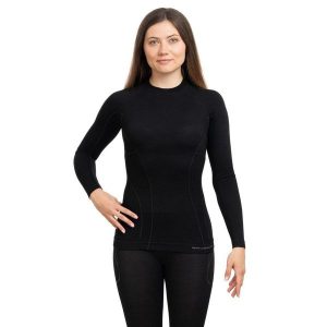 Koszulka wełniana z długim rękawem damska Brubeck ACTIVE WOOL. Czarne koszule nocne Brubeck, bez wzorów, z elastanu, bez ramiączek. Za 213,98 zł.