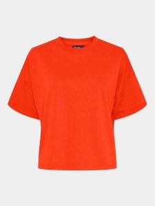 Pieces T-Shirt Chilli Summer 17118870 Pomarańczowy Loose Fit. Brązowe t-shirty Pieces, xl, bez wzorów, z bawełny, bez kołnierzyka, bez ramiączek. Za 99,99 zł.
