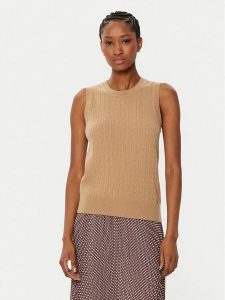 Tommy Hilfiger Sweter WW0WW43956 Beżowy Regular Fit. Brązowe swetry klasyczne TOMMY HILFIGER, s, z syntetyku, bez kołnierzyka. Za 339,99 zł.