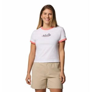 Columbia Koszulka Rolling Bend 2120001100. Białe koszulki sportowe Columbia, bez wzorów, bez ramiączek. Za 71,99 zł.