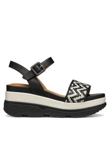 Geox Sandały D Gardenia D55HBA 0TC43 C9B1S Czarny. Czarne sandały Geox, bez wzorów, ze skóry, bez obcasa, na koturnie, bez zapięcia. Za 429,99 zł.