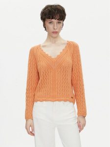 Pepe Jeans Sweter Olya PL702288 Pomarańczowy Regular Fit. Brązowe swetry klasyczne Pepe Jeans, xs, z bawełny, bez kołnierzyka. Za 209,99 zł.