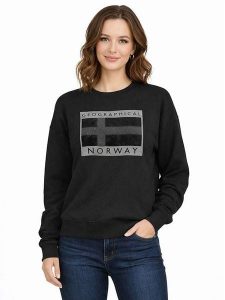 Geographical Norway Bluza "Gigi" w kolorze czarnym rozmiar: S. Czarne bluzy Geographical Norway, s, bez wzorów, z bawełny, bez kaptura. Za 114,95 zł.