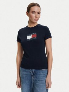 Tommy Jeans T-Shirt DW0DW22781 Granatowy Regular Fit. Niebieskie t-shirty Tommy Jeans, m, bez wzorów, z bawełny, bez kołnierzyka, bez ramiączek. Za 149,99 zł.