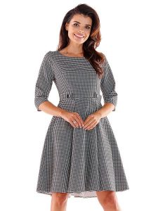 Awama Sukienka w kolorze czarno-białym rozmiar: XL. Białe sukienki Awama, xl, bez wzorów, bez kołnierzyka, bez ramiączek, mini, rozkloszowane. Za 135,49 zł.