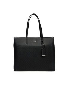 Calvin Klein Torebka Ck Must Aop Medium Shopper W/Poc LV04F3225G Czarny. Czarne shopper bag Calvin Klein, bez wzorów, ze skóry, bez dodatków. Za 449,99 zł.