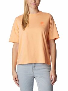 Columbia Koszulka "North Cascades™" w kolorze pomarańczowym rozmiar: XS. Pomarańczowe bluzki Columbia, xs, bez wzorów, z bawełny, bez kołnierzyka, bez ramiączek. Za 48,28 zł.