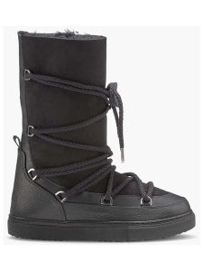 INUIKII Skórzane botki "Classic High Laced" w kolorze czarnym rozmiar: 37. Czarne botki Inuikii, bez wzorów, z materiału, bez obcasa, bez zapięcia. Za 569,68 zł.