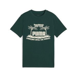 Młodzieżowa koszulka Mid 90s z grafiką PUMA Dark Myrtle Green. Zielona bluzki Puma, m, bez wzorów, z gumy, młodzieżowe, bez kołnierzyka, bez ramiączek. Za 55,99 zł.
