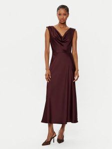 Imperial Sukienka koktajlowa AFBAIBA Bordowy Slim Fit. Czerwone kombinezony Imperial, s, bez wzorów, z syntetyku, wizytowe, bez kołnierzyka, bez ramiączek. Za 499,99 zł.