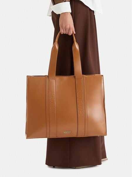 Nine West Torebka CEO-Ravina-LA374-4511 Brązowy. Brązowe shopper bag Nine West, bez wzorów, z materiału, bez dodatków. Za 279,99 zł.