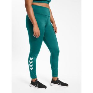 Legging damska wysoka talia Hummel TE Curvy Plus. Zielone spodnie z wysokim stanem Hummel, bez wzorów, z podwyższonym stanem. Za 203,50 zł.