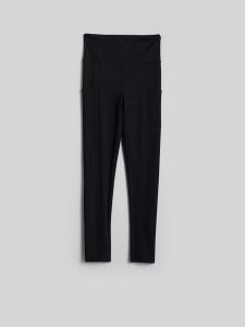 4F Legginsy z prążkowanej dzianiny damskie - czarne M. Czarne legginsy 4f, bez wzorów, z dzianiny, z podwyższonym stanem. Za 99,99 zł.