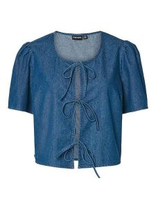 Pieces Top "Tenim" w kolorze niebieskim rozmiar: M. Niebieskie topy Pieces, m, bez wzorów, bez kołnierzyka, bez ramiączek. Za 74,63 zł.