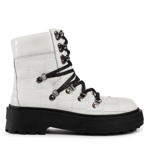 Trapery Sergio Bardi. Białe buty zimowe Sergio Bardi, bez obcasa, bez zapięcia. Za 259,99 zł.