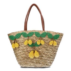 Brązowa Torebka Damska Sca'Viola Stylowy Koszyk Boho. Brązowe shopper bag Sca'viola, z aplikacjami, z materiału, zdobione, bez dodatków. Za 249,00 zł.