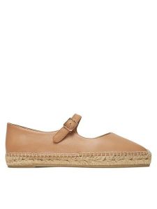 Castañer Espadryle Pepa/250 025701 Beżowy. Brązowe espadryle Castañer, bez wzorów, ze skóry, bez obcasa. Za 429,99 zł.