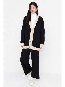 Trendyol 2-częściowy zestaw w kolorze czarno-beżowym rozmiar: L. Brązowe kardigany Trendyol. Za 83,42 zł.