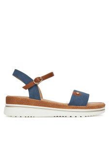 Clara Barson Sandały WS2506-01 Niebieski. Niebieskie sandały Clara Barson, bez wzorów, z materiału, bez obcasa, na koturnie, bez zapięcia. Za 119,99 zł.