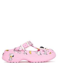 Crocs Klapki Peanuts Mary Jane Clog 211130 Różowy. Czerwone klapki Crocs, bez wzorów, z tworzywa sztucznego, bez obcasa. Za 319,99 zł.