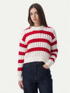 Tommy Jeans Sweter DW0DW22926 Czerwony Loose Fit. Czerwone swetry klasyczne Tommy Jeans, xl, z bawełny, bez kołnierzyka. Za 489,99 zł.