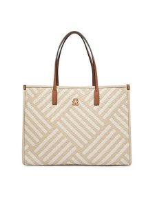 Tommy Hilfiger Torebka Th City Tote AW0AW18394 Beżowy. Brązowe shopper bag TOMMY HILFIGER, bez wzorów, ze skóry, bez dodatków. Za 749,99 zł.