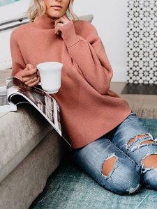 Milan Kiss Sweter w kolorze łososiowym rozmiar: S. Różowe golfy Milan Kiss, bez wzorów. Za 191,88 zł.