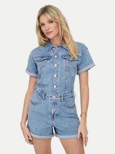 ONLY Kombinezon Castel 15344704 Niebieski Regular Fit. Niebieskie sukienki ONLY, l, bez wzorów, z bawełny, bez kołnierzyka, bez ramiączek. Za 229,99 zł.