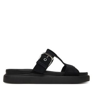 Klapki Clarks. Czarne klapki Clarks, bez wzorów, bez obcasa. Za 429,99 zł.