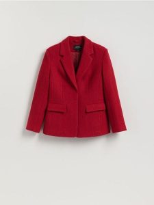 Marynarka z wełną - czerwony. Czerwone marynarki i żakiety Reserved, l, bez wzorów, z wełny. Za 399,99 zł.