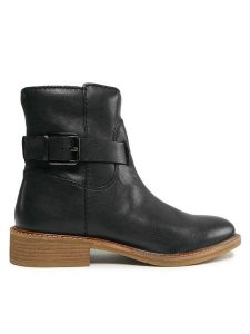 Clarks Botki Cologne Strap 261747714 Czarny. Czarne botki Clarks, bez wzorów, ze skóry, bez obcasa, na płaskiej podeszwie, bez zapięcia. Za 579,99 zł.