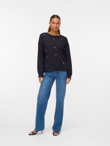 Vero Moda Bluza w kolorze czarnym rozmiar: XS. Czarne bluzy Vero Moda, xs, bez wzorów, z bawełny, bez kaptura. Za 87,81 zł.