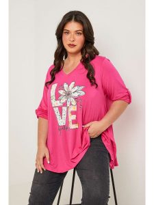 Curvy Lady Bluzka w kolorze różowym rozmiar: 44/46. Różowe bluzki Curvy Lady, bez wzorów, klasyczne, bez kołnierzyka, bez ramiączek. Za 109,78 zł.
