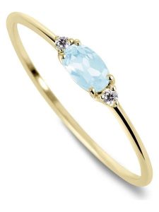 DIA DIAMONDS Pozłacany pierścionek z diamentami i topazem rozmiar: 54. Niebieskie pierścionki DIA DIAMONDS, z diamentem, pozłacane. Za 169,95 zł.